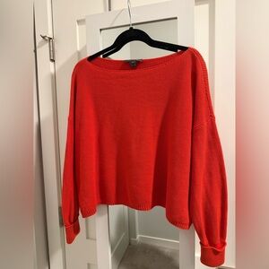 French Connection Red Orange Boat Neck Pullover Sweater
